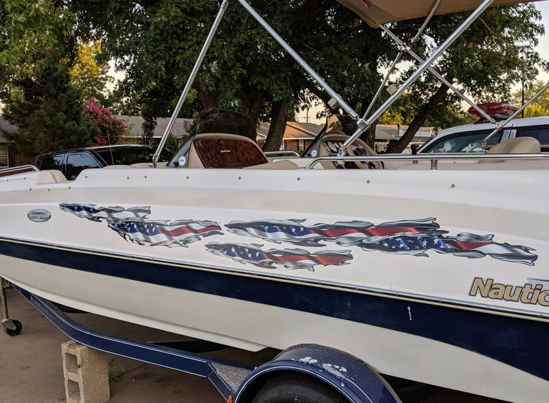 American patriotic decals on boat